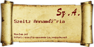 Szeitz Annamária névjegykártya